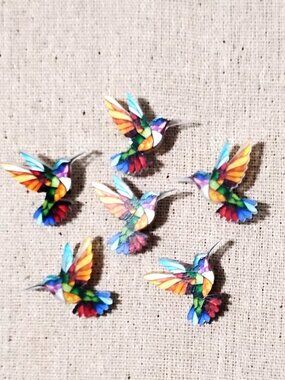 6 Pcs Large Hummingbirds Decorative Bulletin Memo Cork Board Push Pins